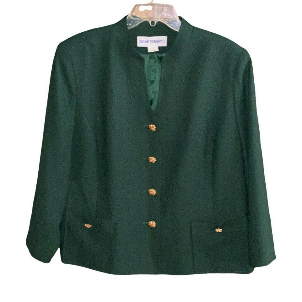 Diane Roberts Green Jacket Blazer Size 14